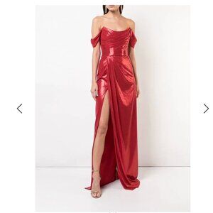 Marchesa Off Shoulder Red Gown - Size 12